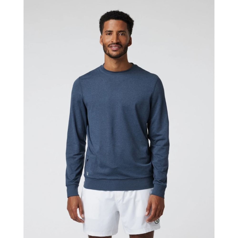 Vuori Mens‎ Ponto Performance Crew Pullover DreamKnit Azure Heather Blue Size XL
